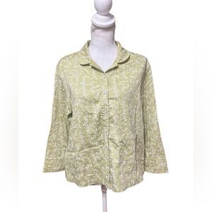 Julia Berolzheimer Lake Womens Size medium Long Sleeve Floral Pajama Shirt Top